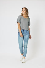 Load image into Gallery viewer, Tie Front Gathered Jeans
