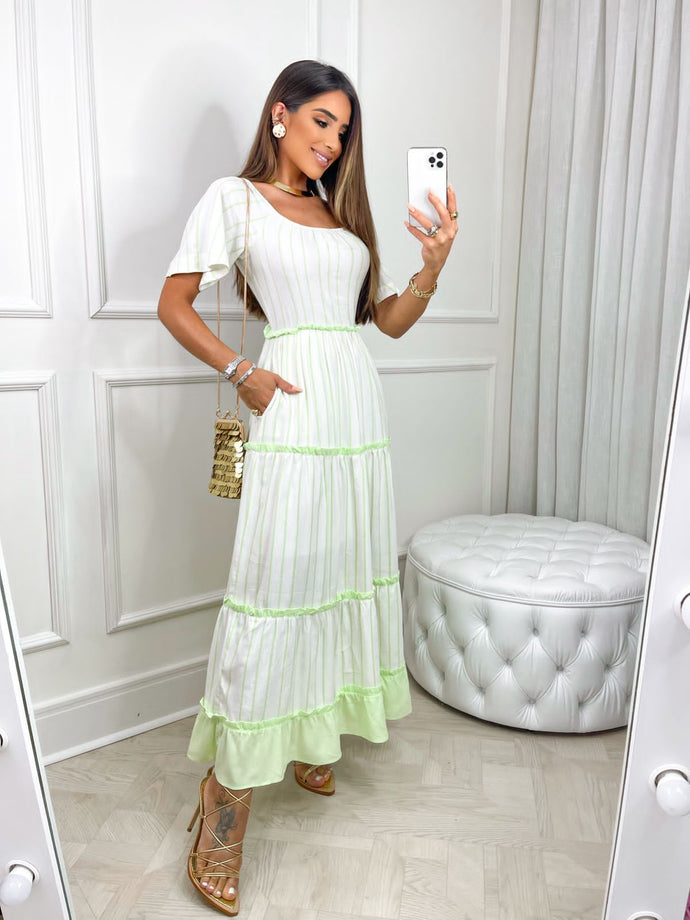 Riria - Pleat Stripe Dress