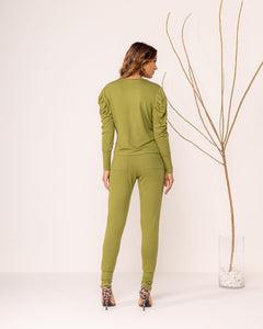 Lily 2 Pieces Tracksuit - Long Sleeves - Set Top and Pants - Green