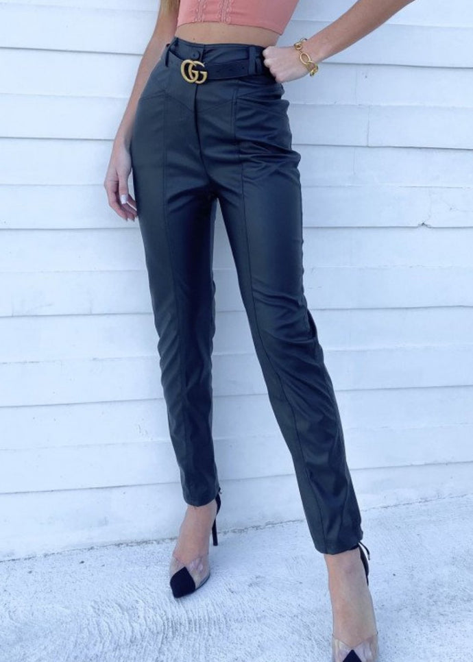 ECO- LEATHER PANTS - ZIPPER IN THE BACK